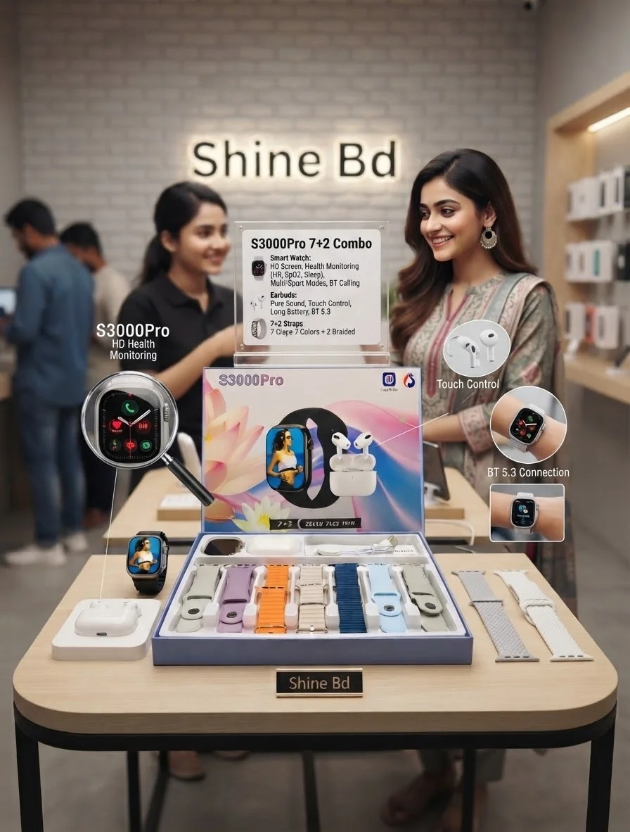 S3000 Pro 7+2 Smart Watch with Wireless Earbuds Combo