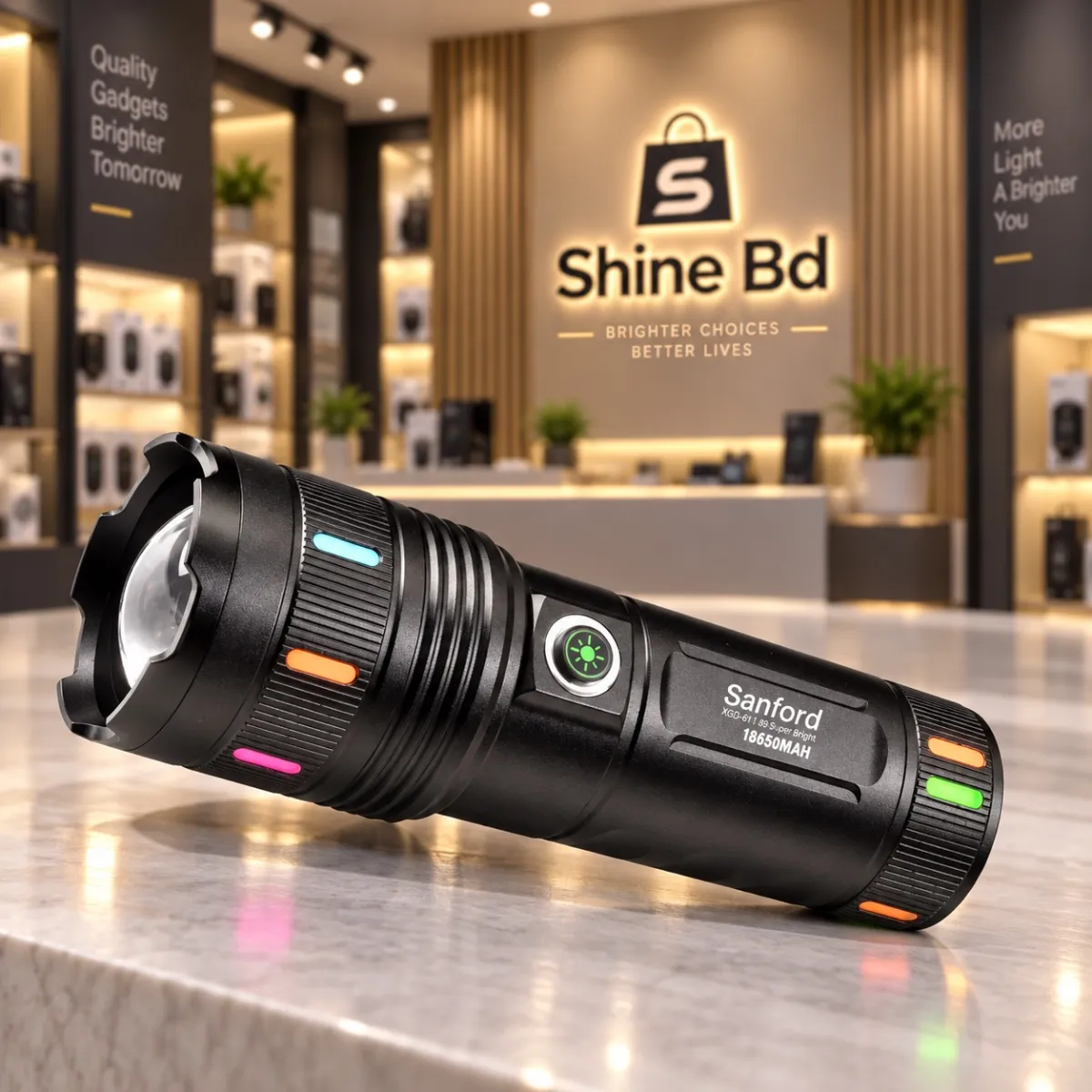 High Power Sanford Super Bright Flashlight – Slide Zoom White Laser LED Edition