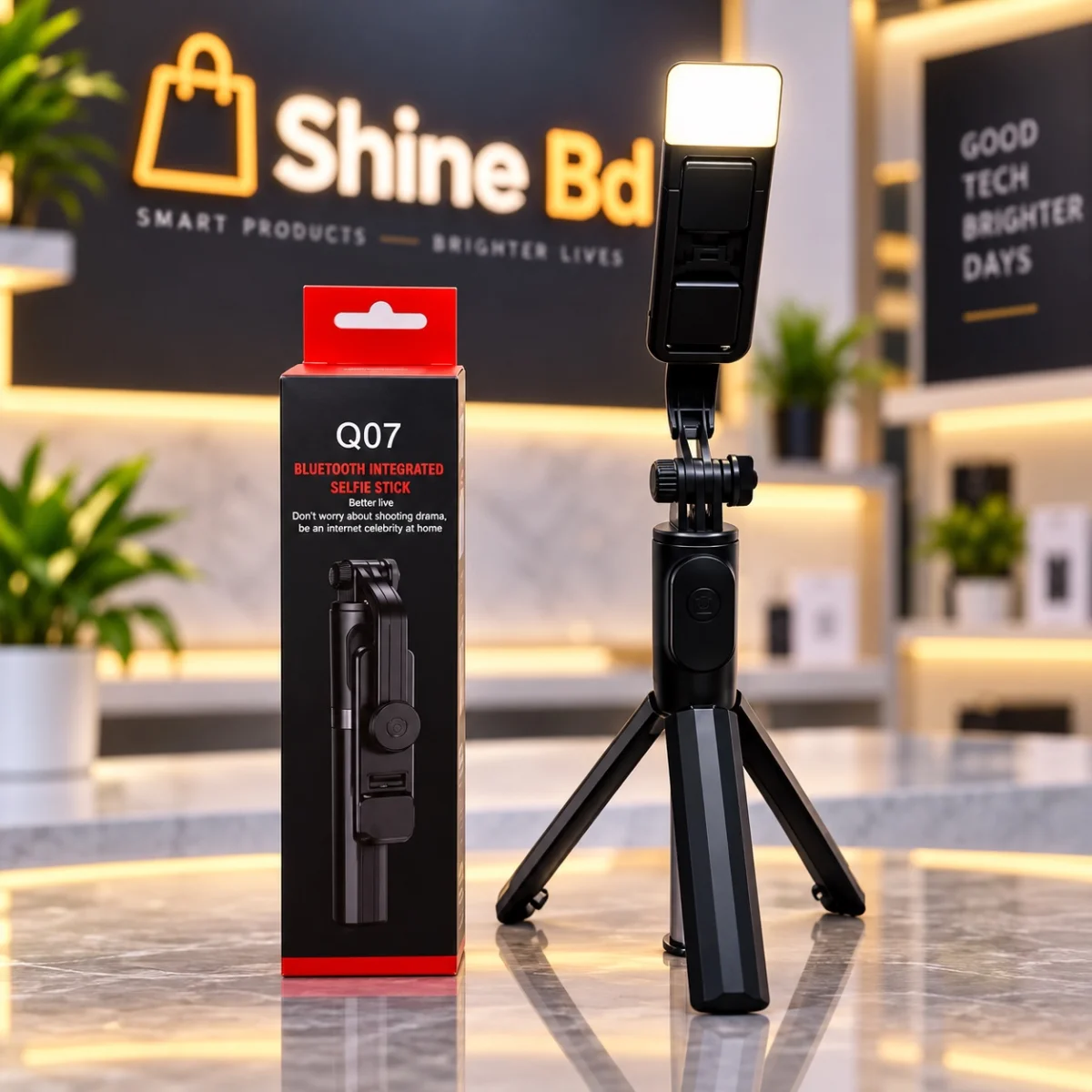 Q07 Bluetooth Selfie Stick with Light and Bluetooth Remote Control. Q07 Bluetooth Selfie Stick with Light and Bluetooth Remote Control