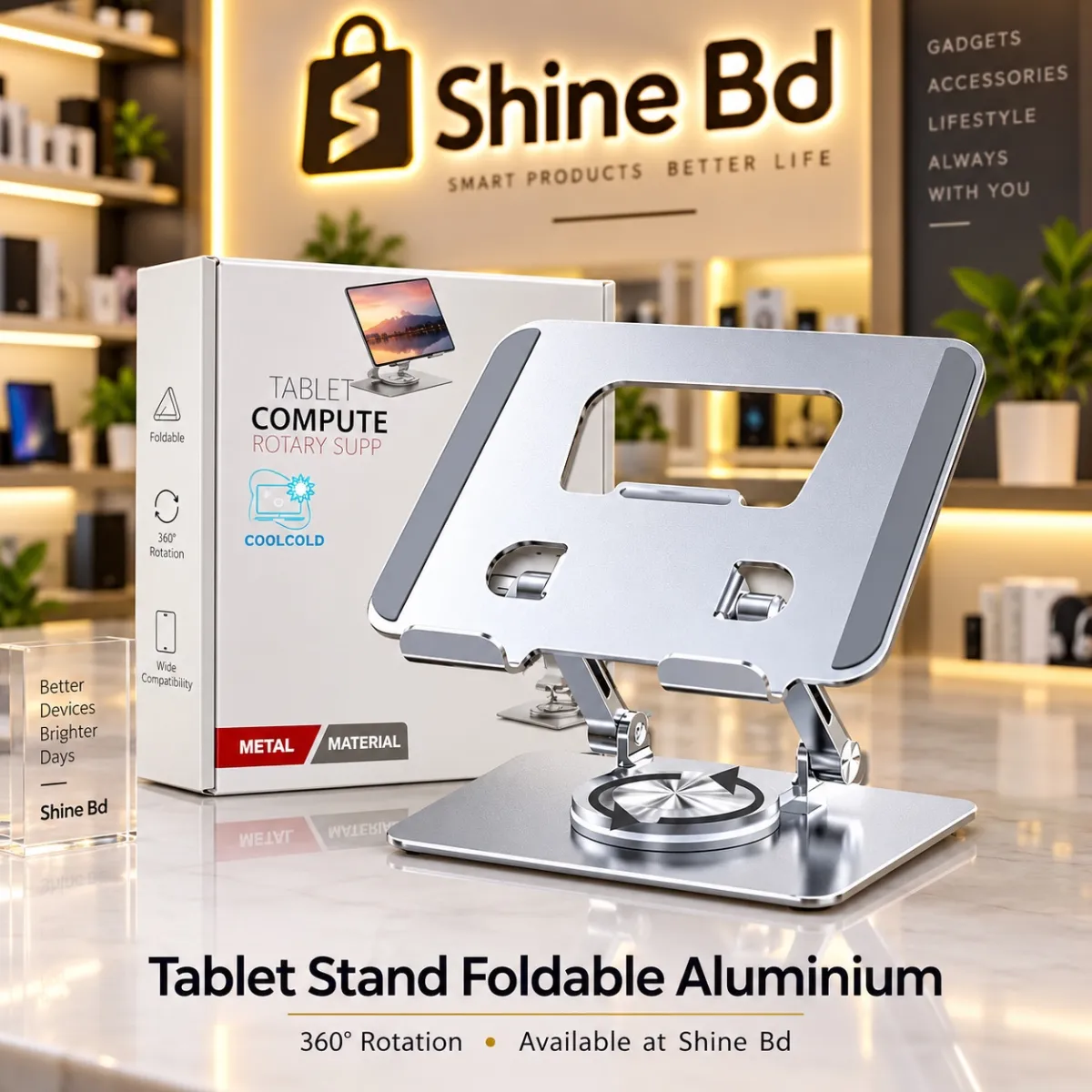 Tablet Stand Foldable Aluminium Tablet Stand Tablet Holder For iPad Pro Stand 360° Rotation