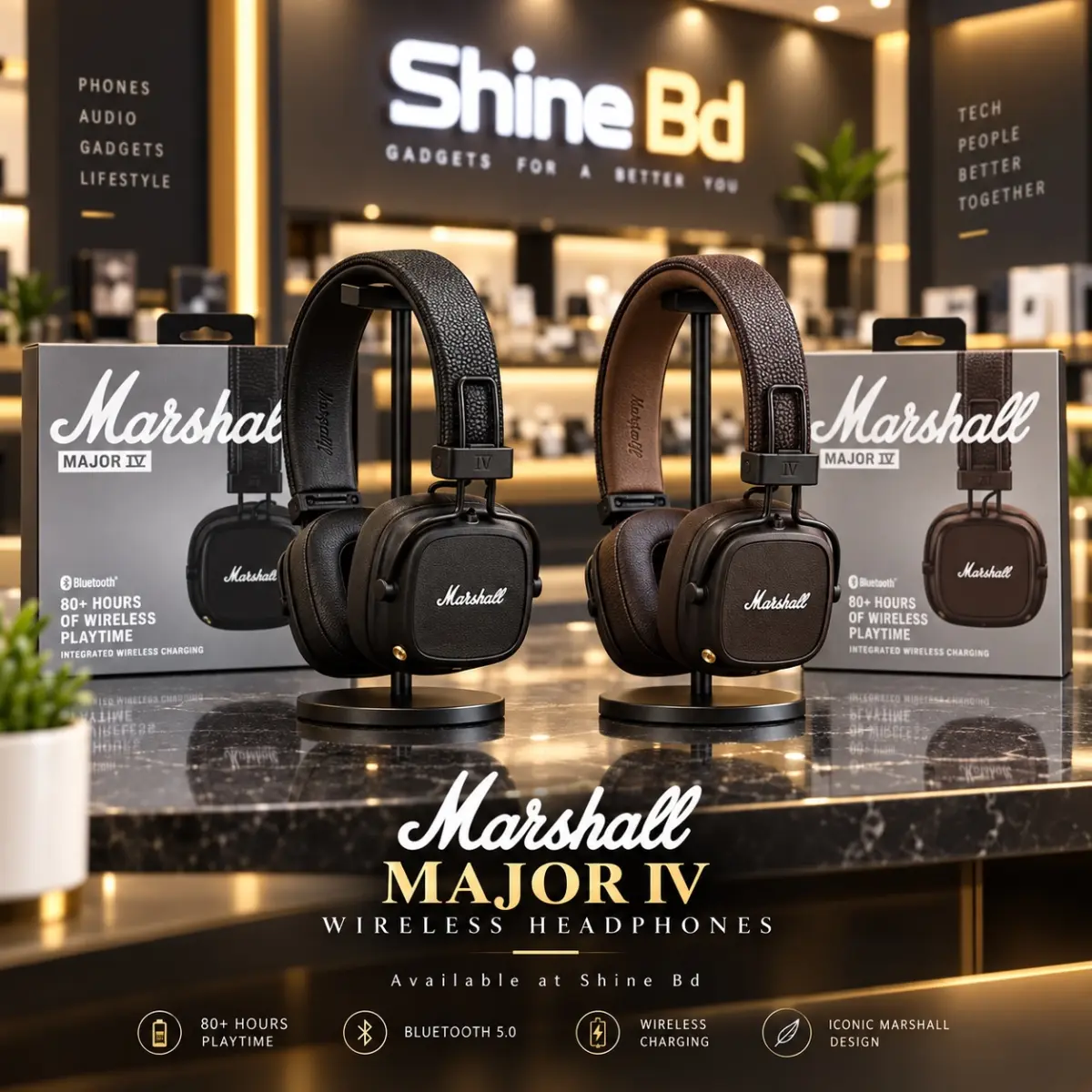 Marshall Major IV 4 Wireless Bluetooth Headphones Classic Earphones Deep Bass Foldable Pop Rock Retro Music Microphone Headset Master Copy