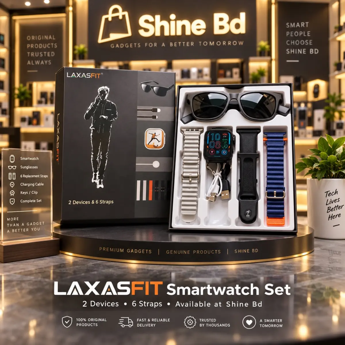 LAXASFIT Smartwatch Set – 2 Devices with 6 Straps