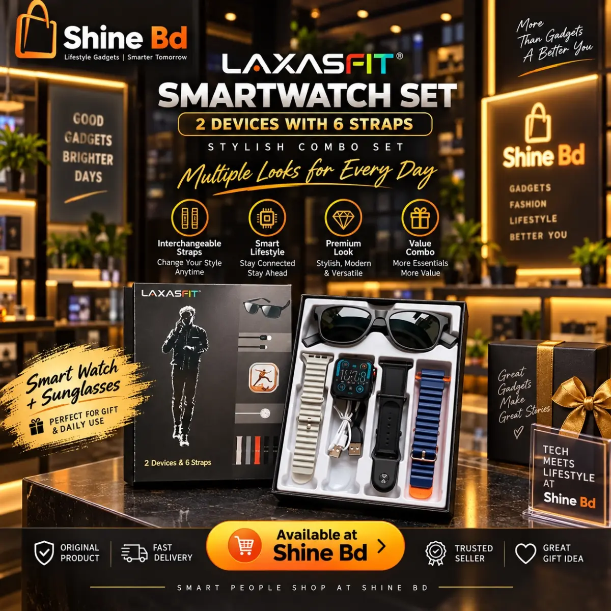 LAXASFIT Smartwatch Set – 2 Devices with 6 Straps