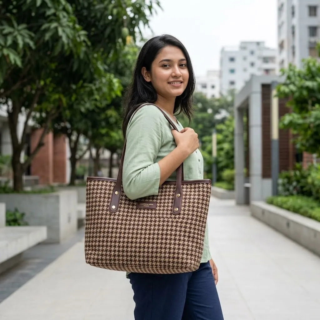 Grameen check tote bag