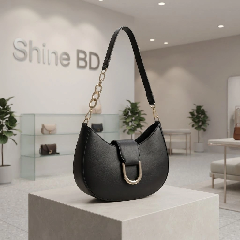 Simple candy color half round zipper+button chain shoulder