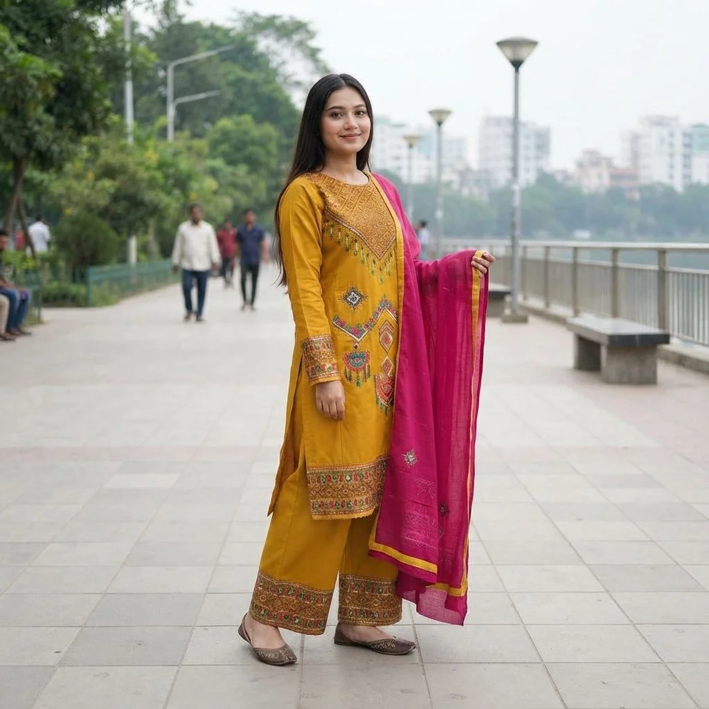 Sequence Embroidery Three Piece