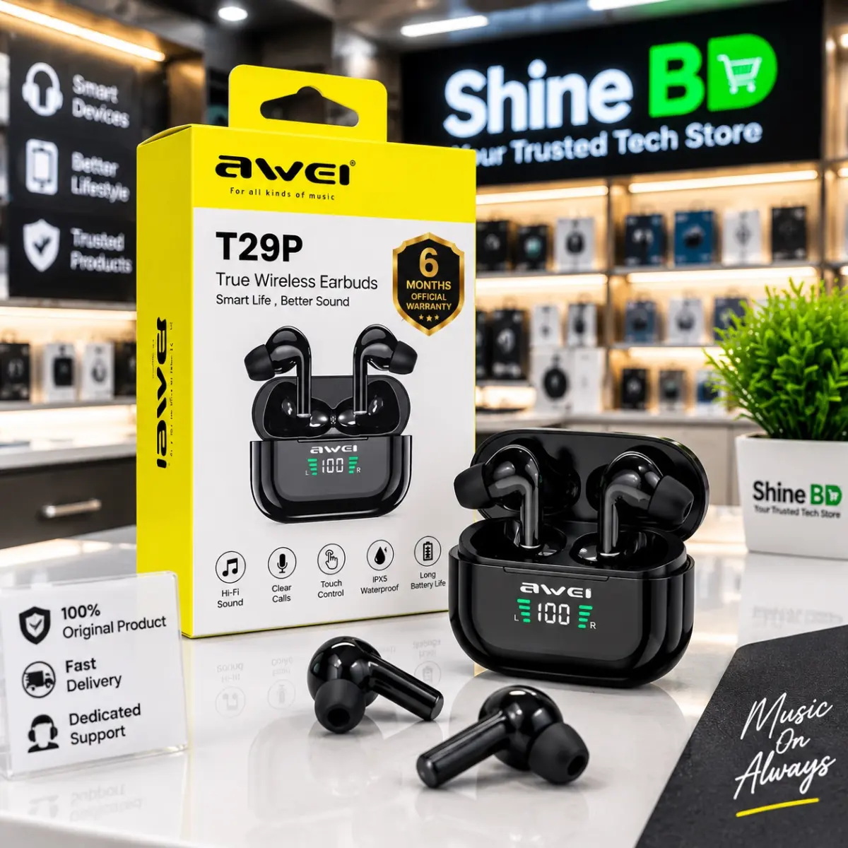 Awei T29P Wireless Bluetooth Earphones TWS