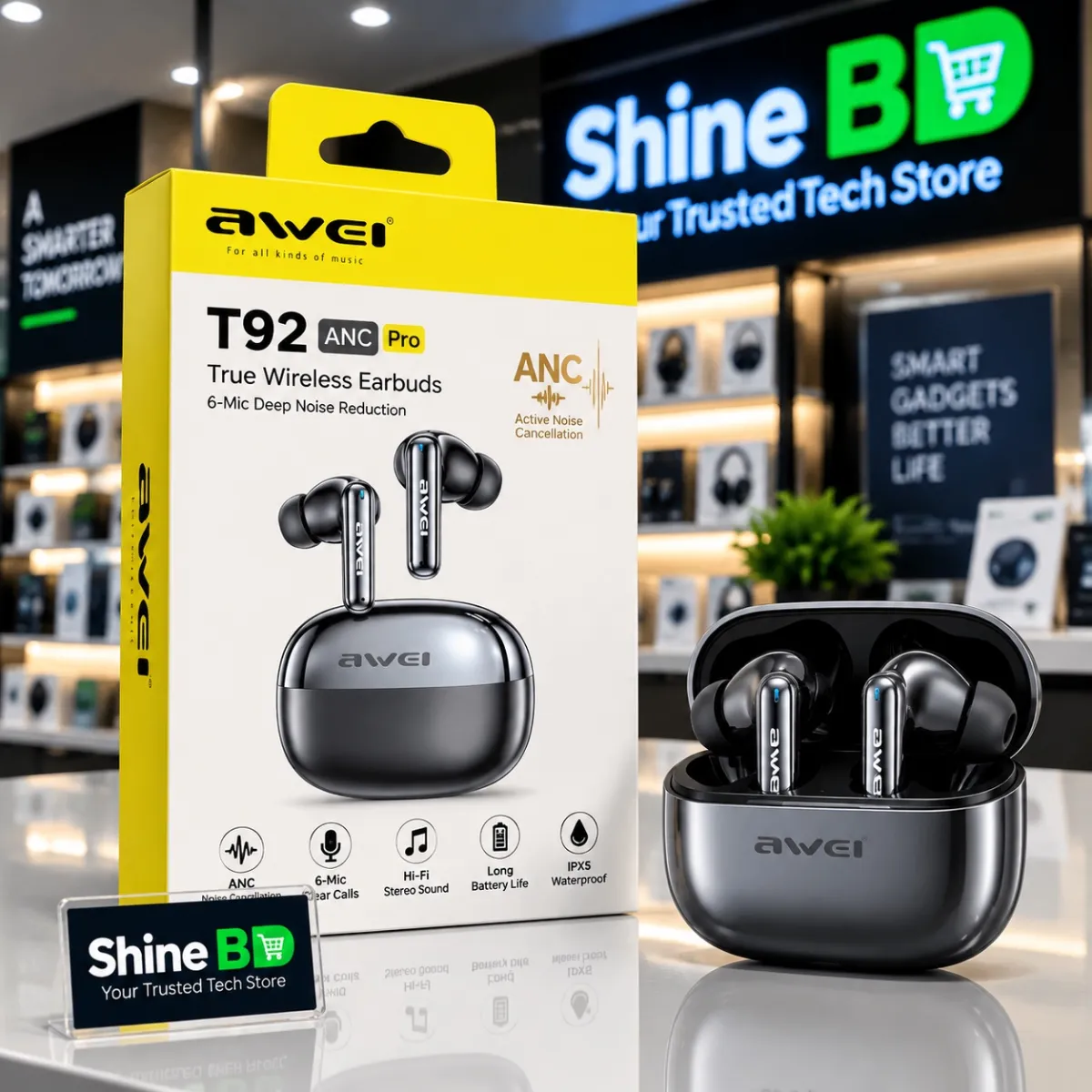 Awei T92 Anc Pro 6-mic Deep Noise Reduction Wireless Earbuds