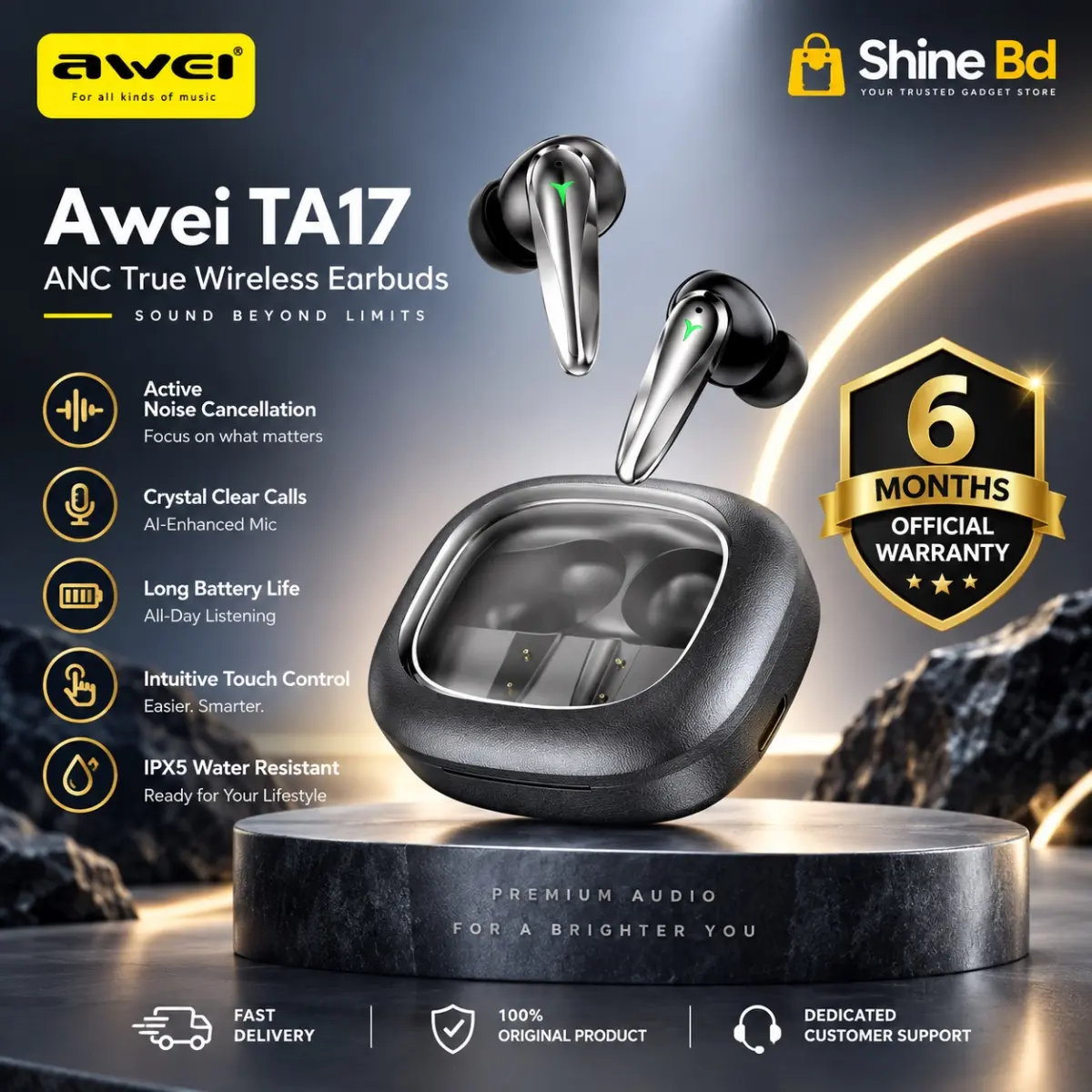 Awei TA17 ANC True Wireless Earbuds ( 6-Month Official Warranty )