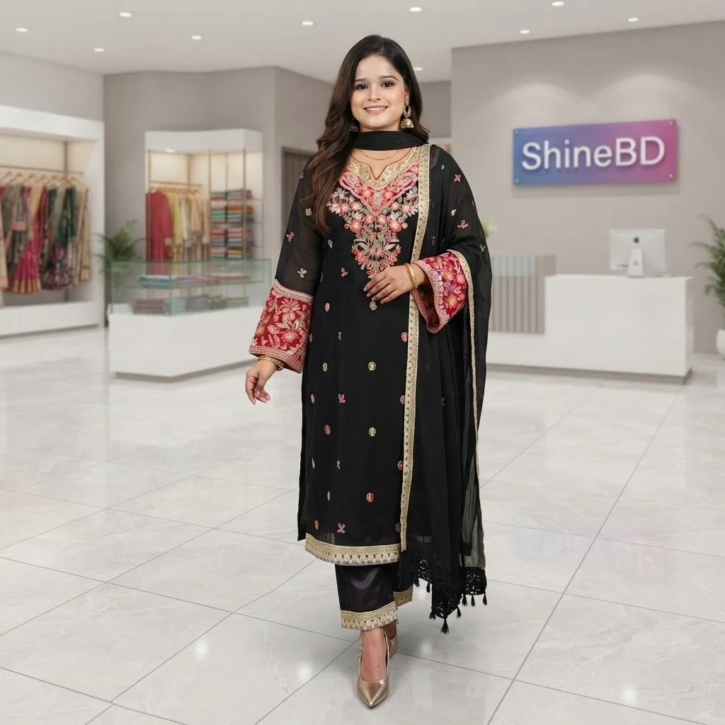 Georgette Embroidery Three Piece