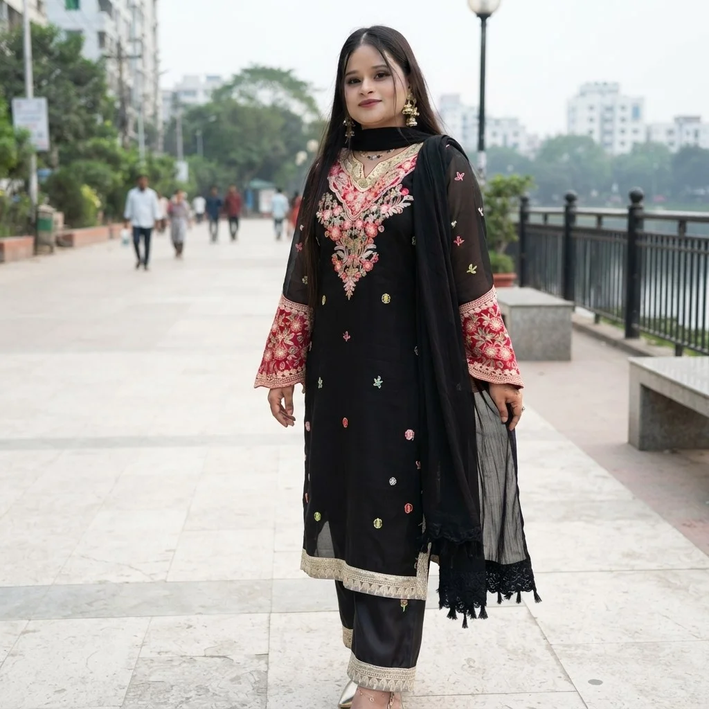 Georgette Embroidery Three Piece