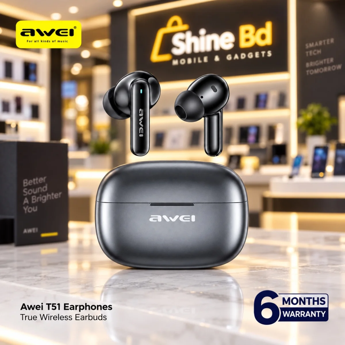 Awei T51 True Wireless Sports Earbuds ( 6-Month Official Warranty )