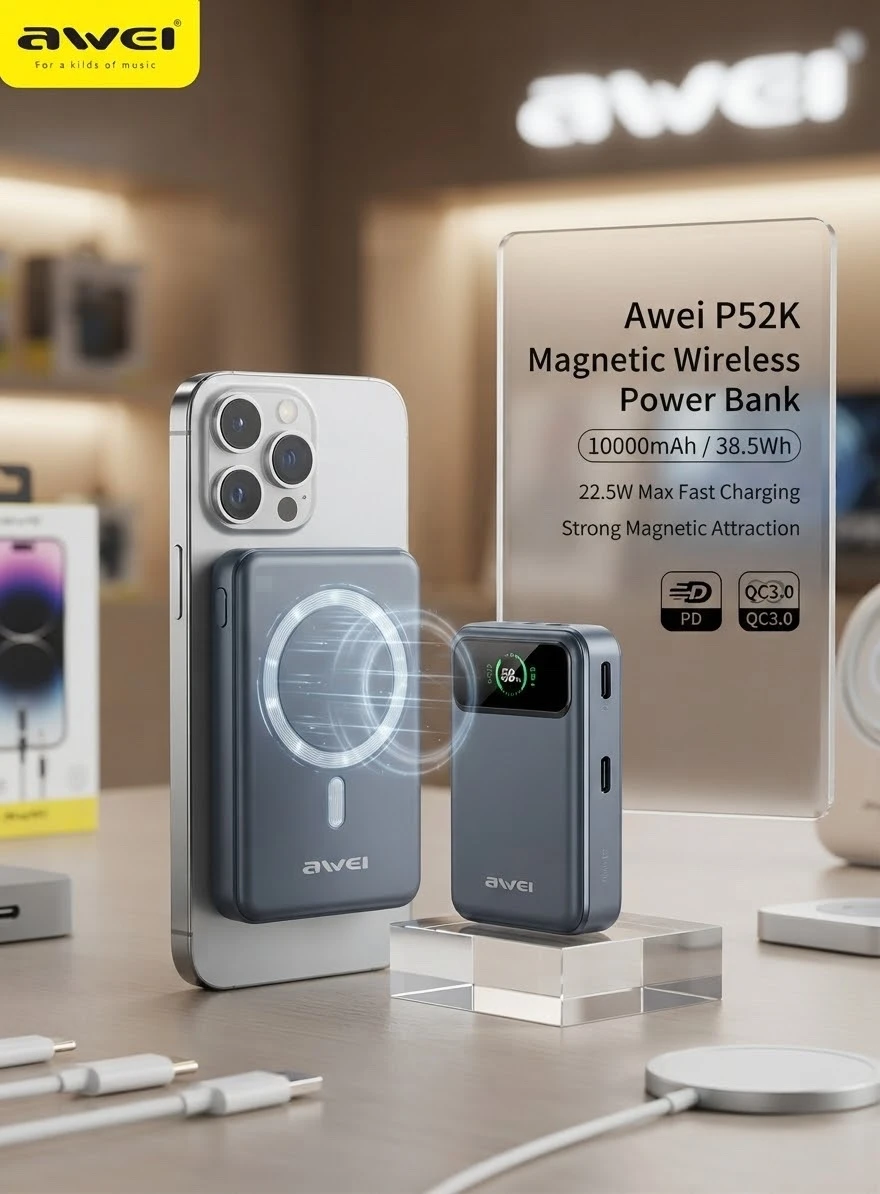 Awei P52k 22.5W 10000mah magnetic Wireless Powerbank