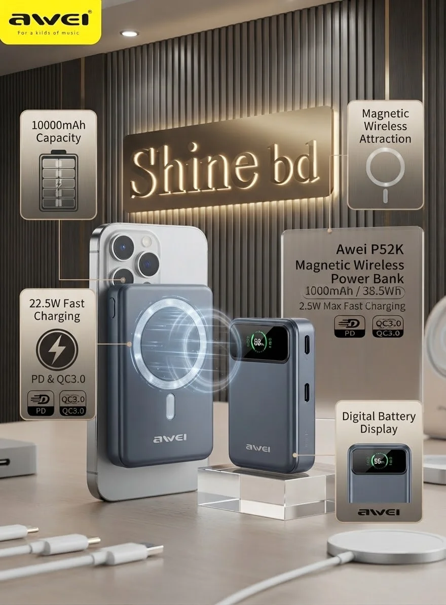 Awei P52k 22.5W 10000mah magnetic Wireless Powerbank