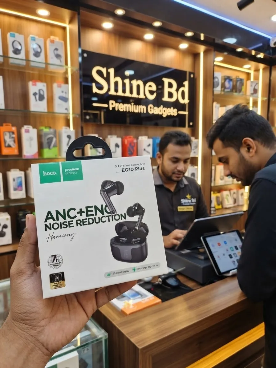Hoco EQ10 Plus Wireless Earbuds – ANC + ENC Noise Reduction, LED Display, 5.4 Bluetooth