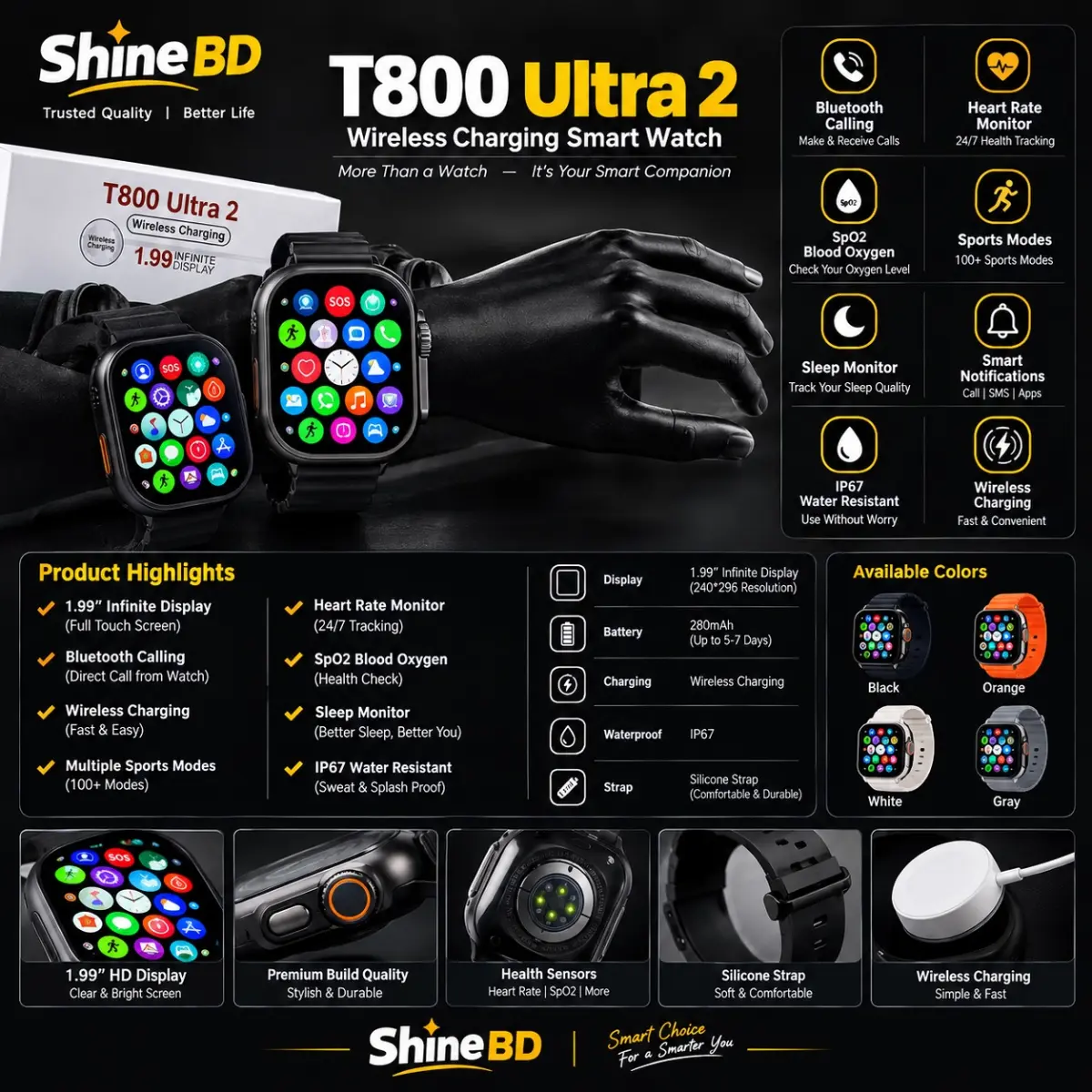 T800 Ultra Smartwatch Black