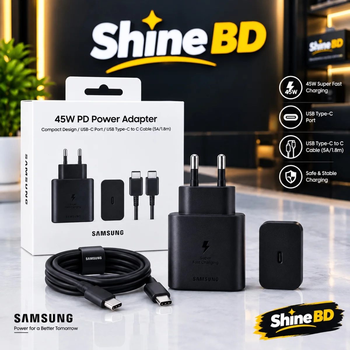 Samsung 45W 5A USB-C Power Adapter with Cable