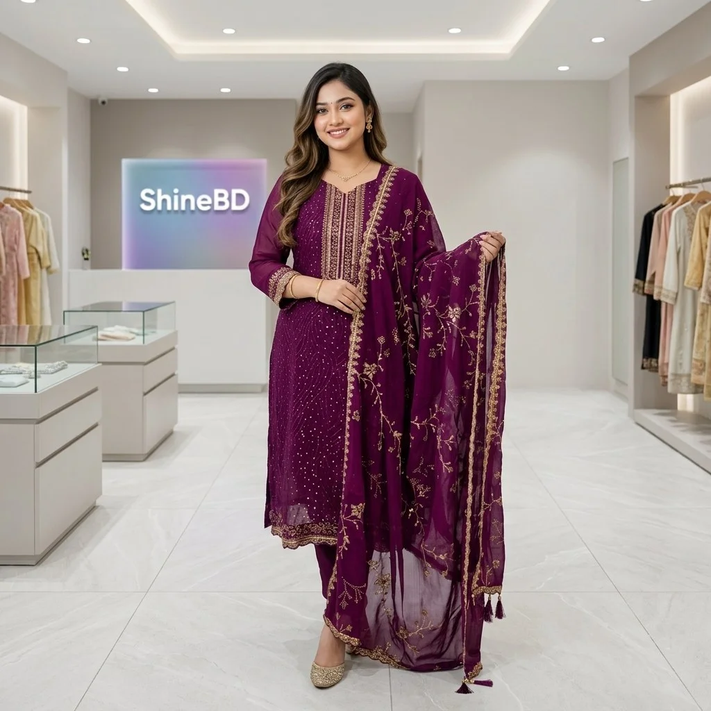 Georgette Embroidered Four-Piece Set