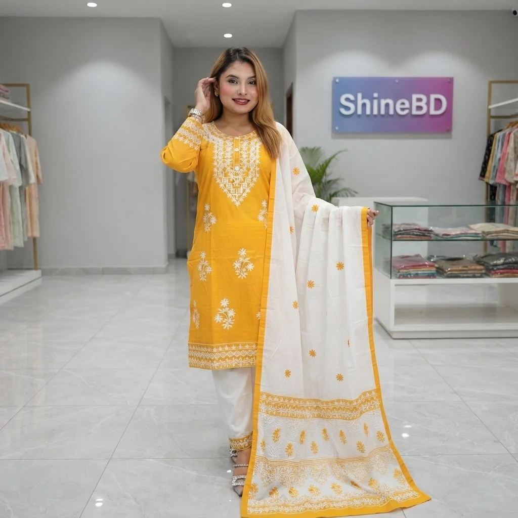Embroidery Cotton Three Piece