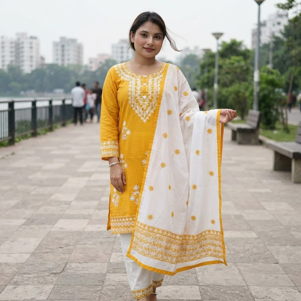 Embroidery Cotton Three Piece