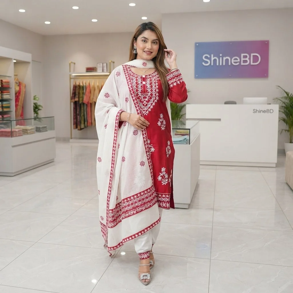 Embroidery Cotton Three Piece