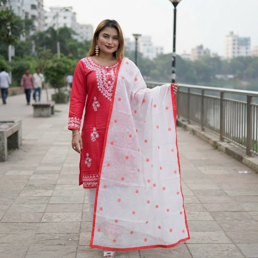 Embroidery Cotton Three Piece