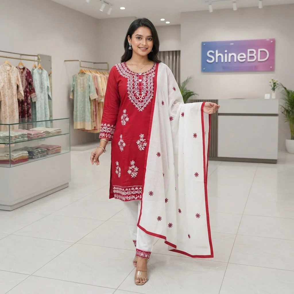 Embroidery Cotton Three Piece