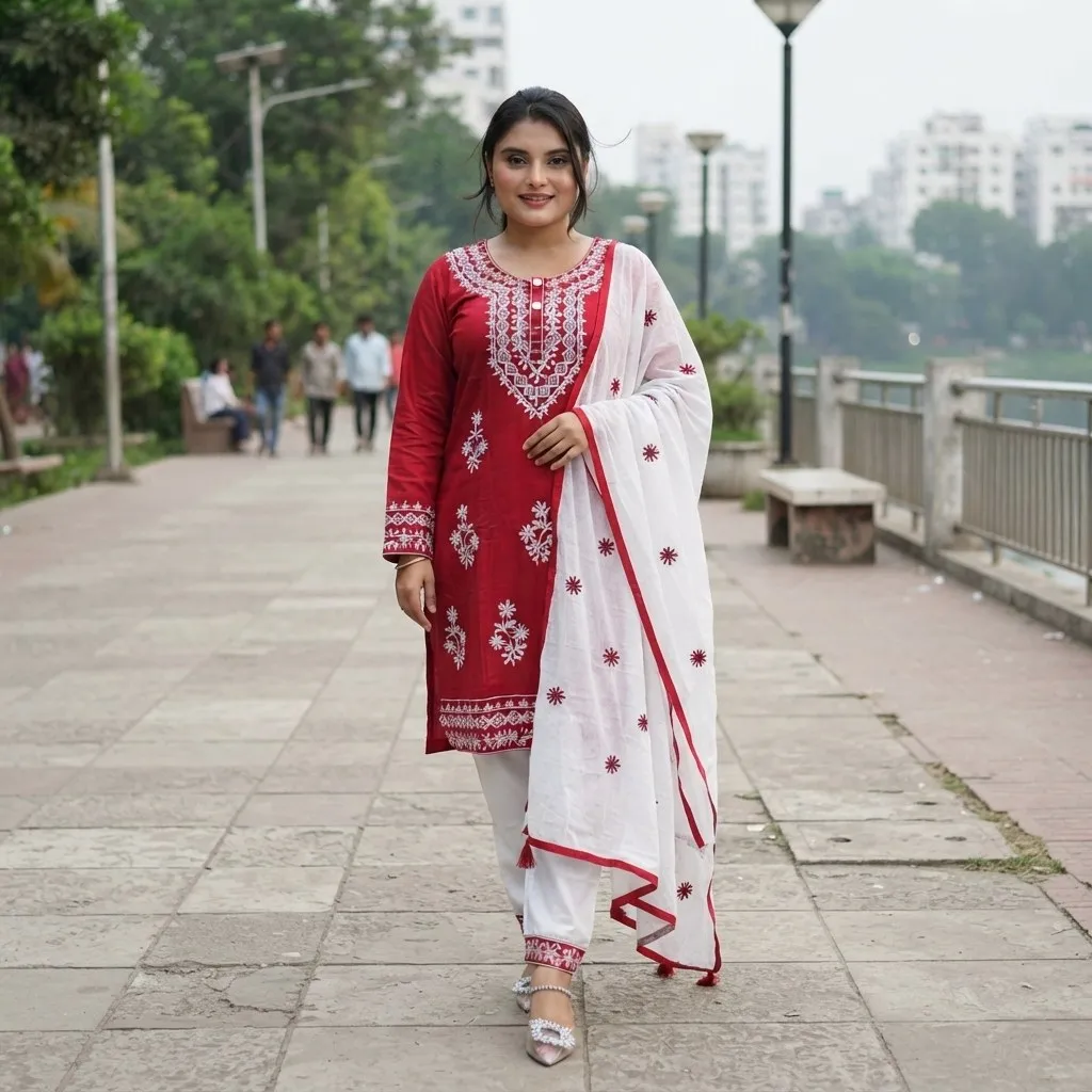 Embroidery Cotton Three Piece