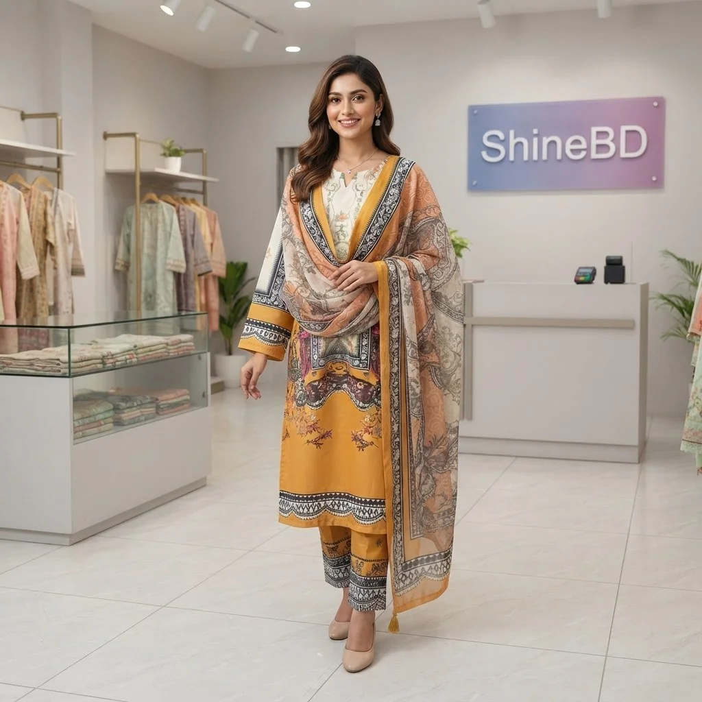 Ready Made Pure dubai silk Digital Print Three Piece