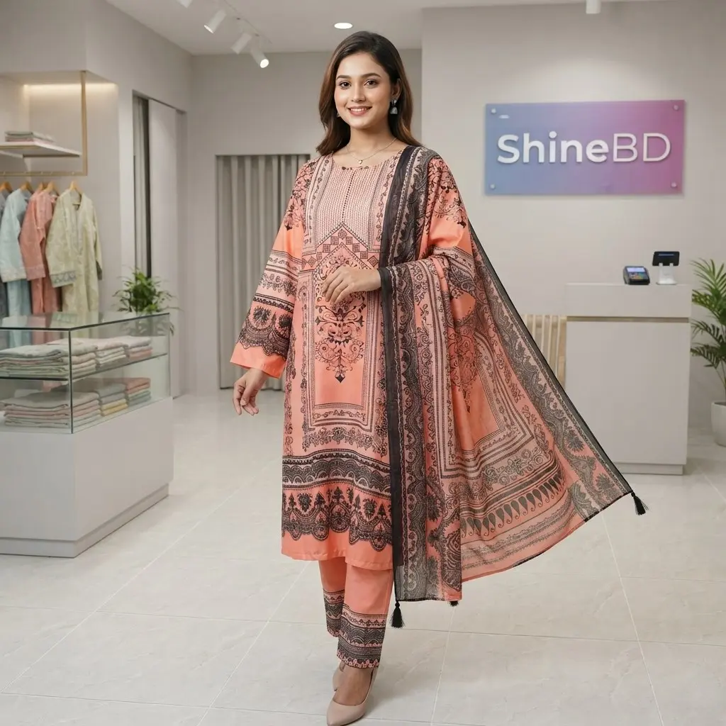 Ready Made Pure dubai silk Digital Print Three Piece