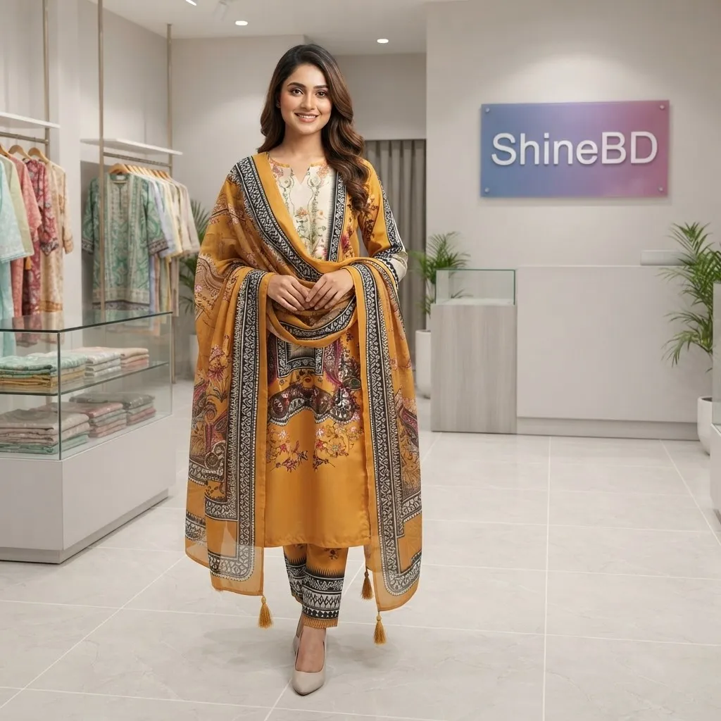 Ready Made Pure dubai silk Digital Print Three Piece
