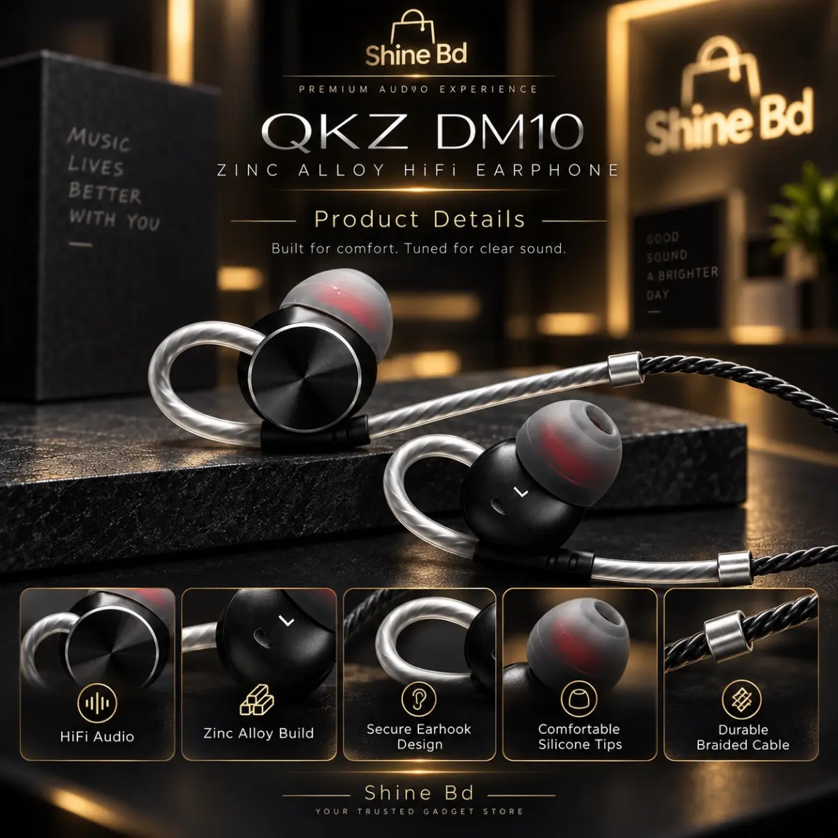 QKZ DM10 Zinc Alloy HiFi Earphone