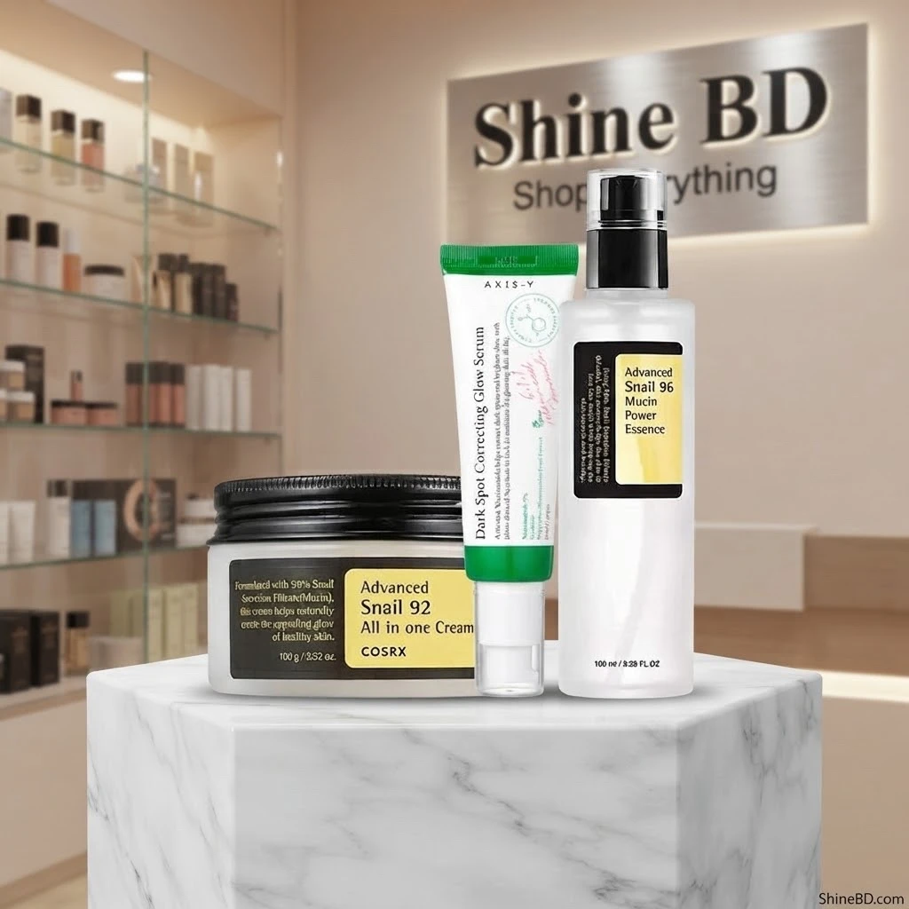 Glass Skin Magical Combo: Cosrx Snail 96 Essence & 92 Cream 100ml, Axis-Y Glow Serum 50ml