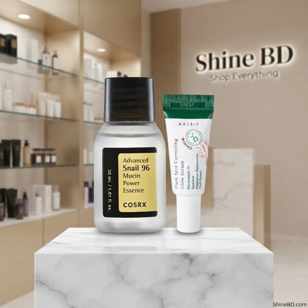 Glass Skin Combo: Cosrx Snail 96 Essence 30 ml + Axis-Y Dark Spot Serum 5 ml