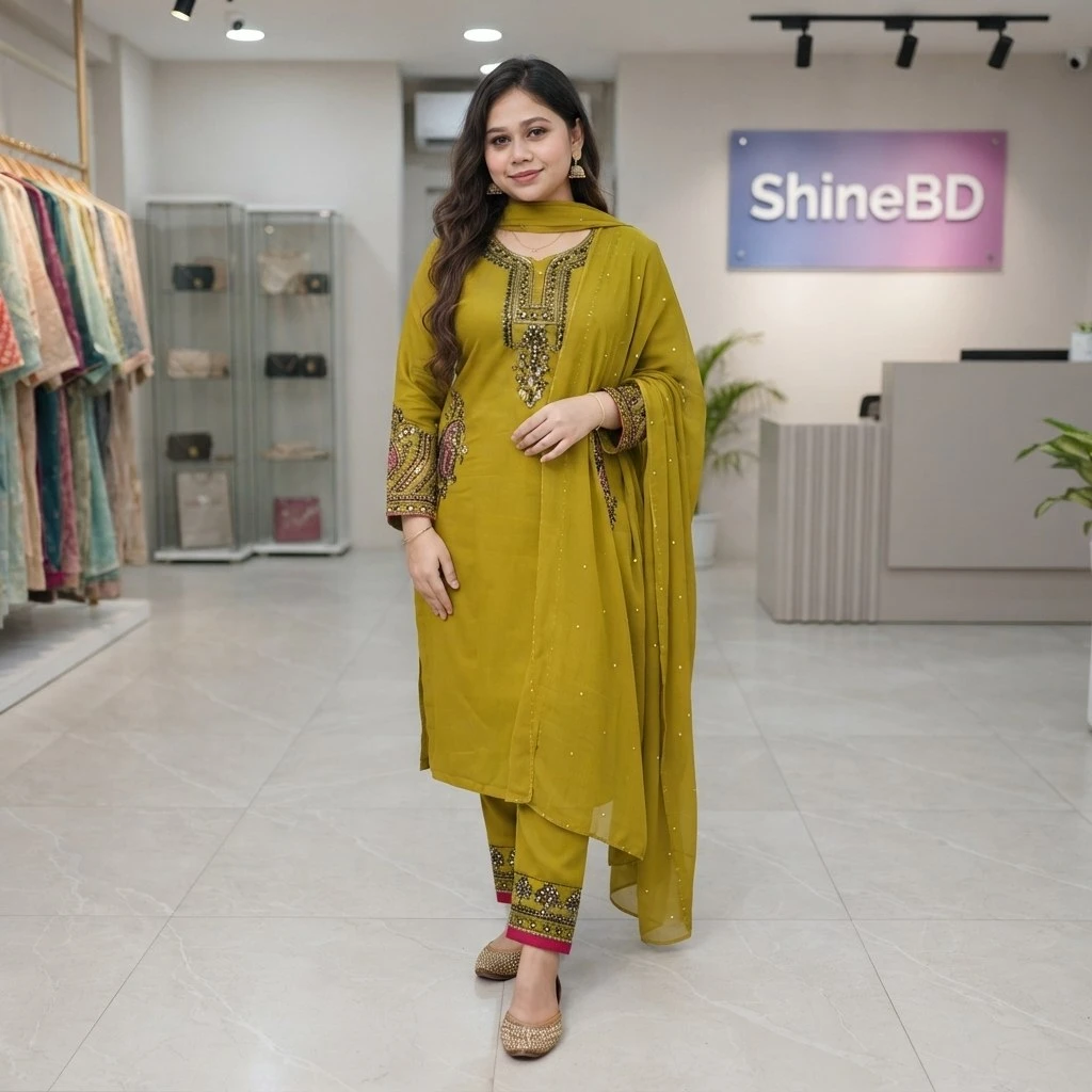 Sequence Embroidery Three Piece