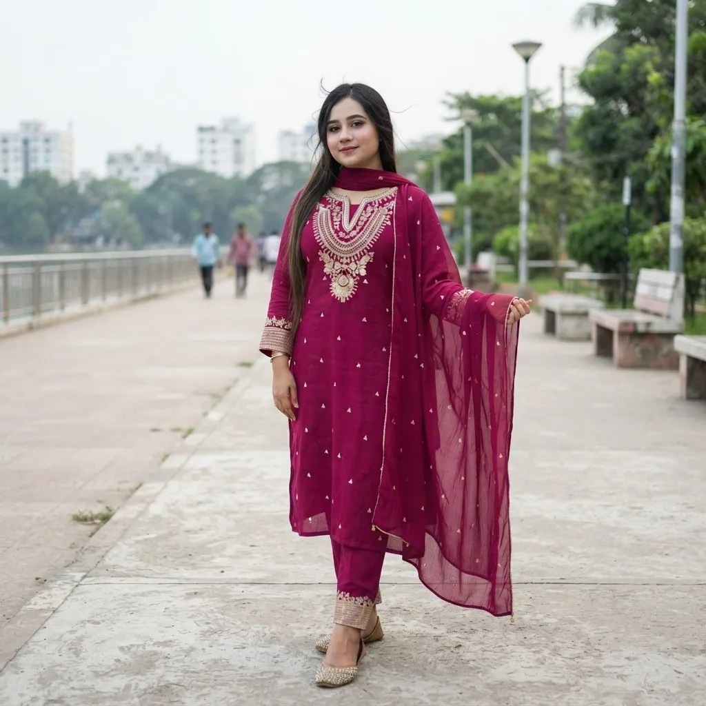 Sequence Embroidery Three Piece