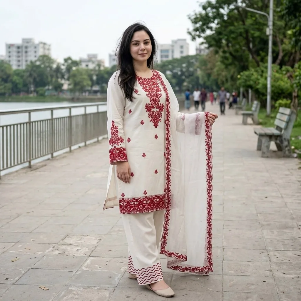 Embroidery Readymade Three Piece
