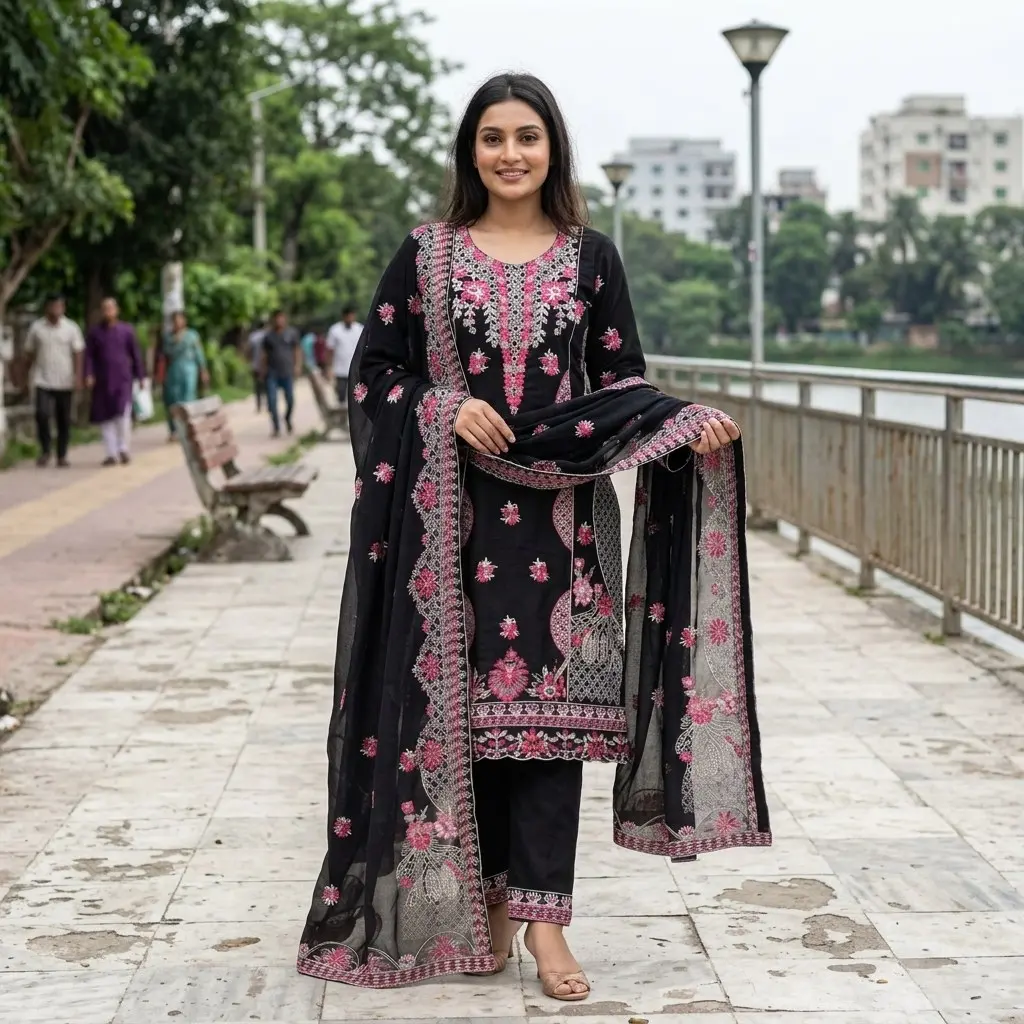 Embroidery Readymade Three Piece