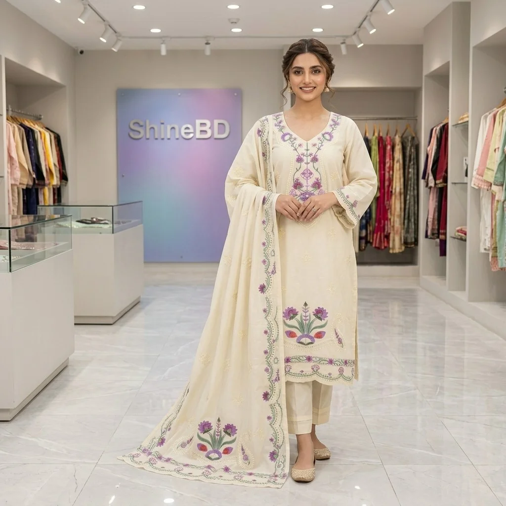 Embroidery Readymade Three Piece