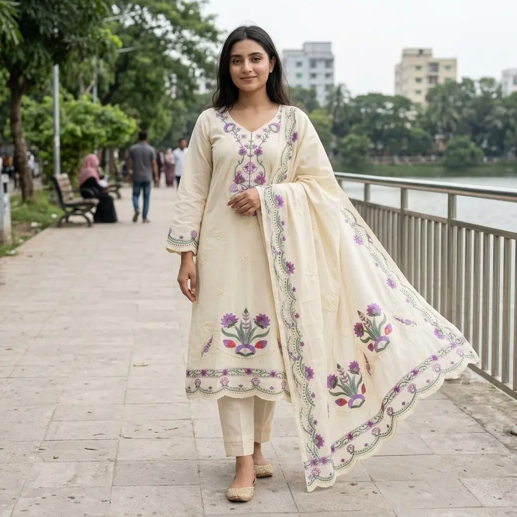 Embroidery Readymade Three Piece