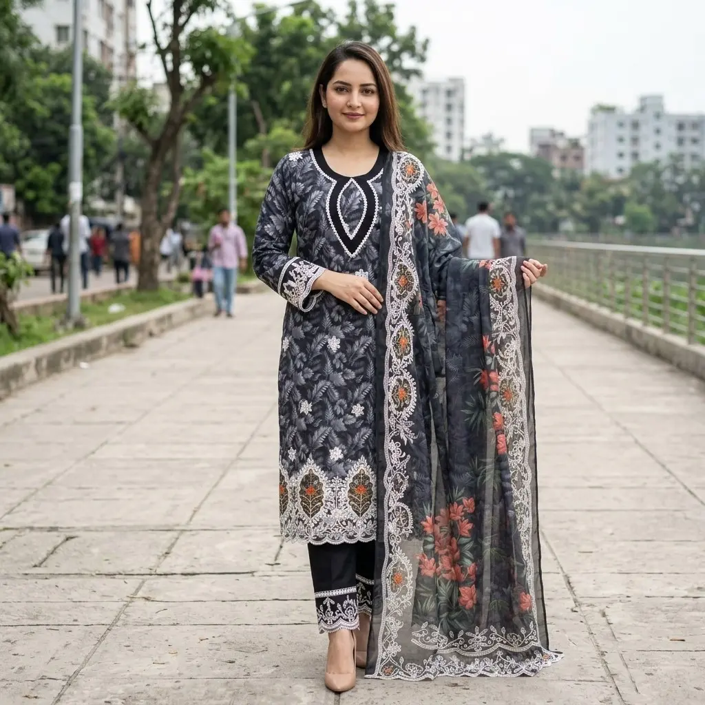 Leaser Cut Readymade Three Piece