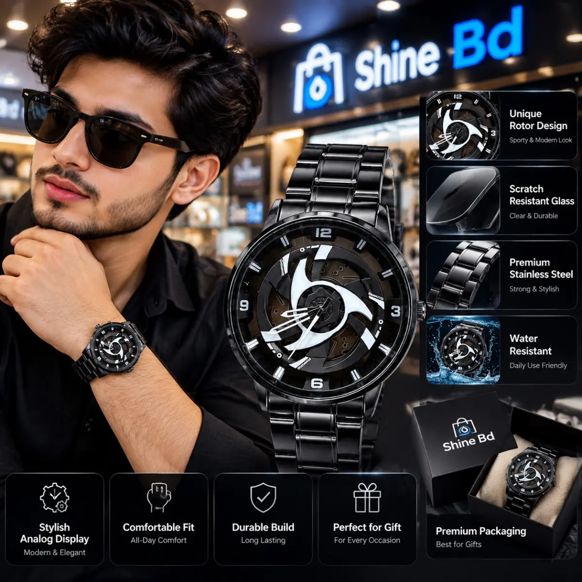 Wheel Rim Rotating Watch