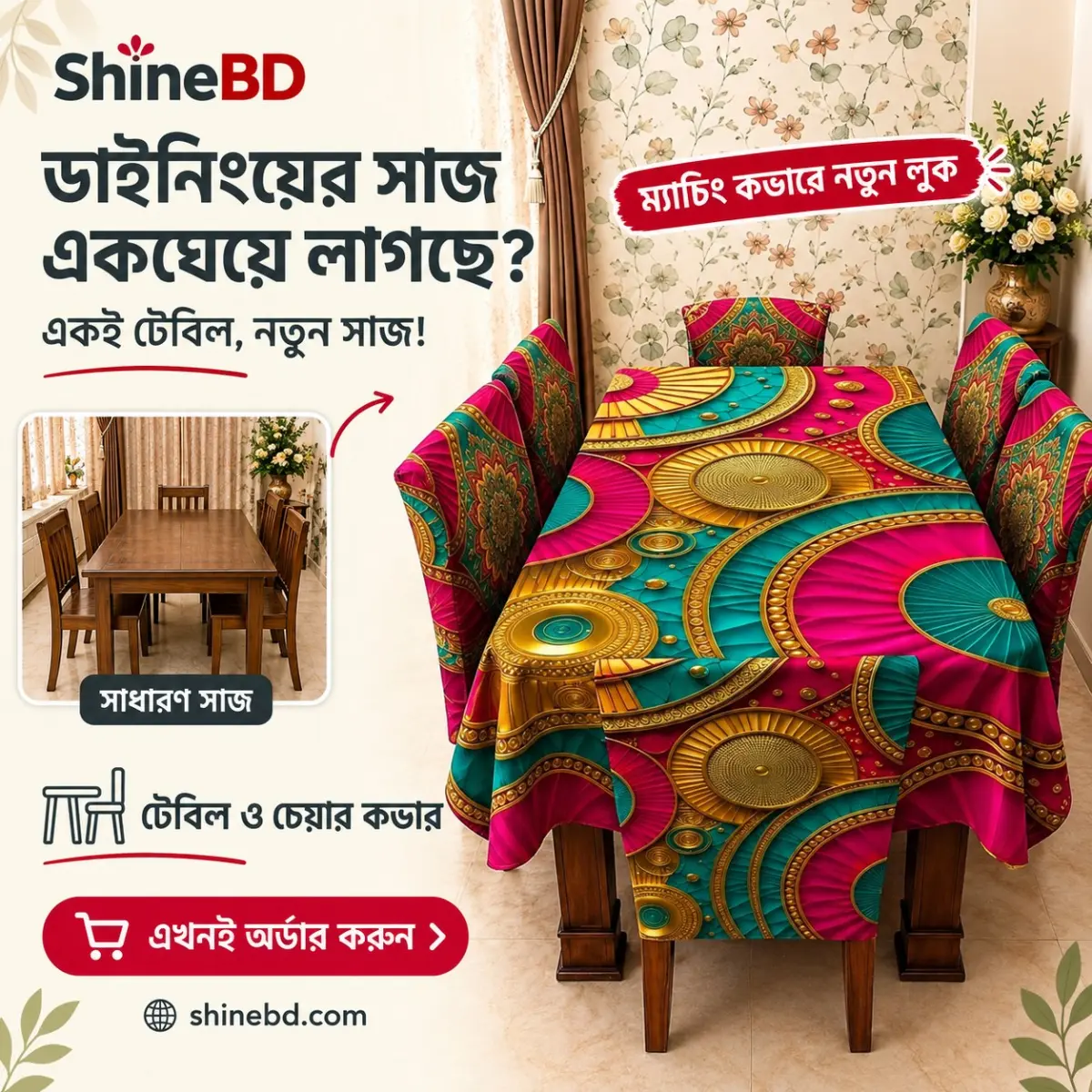 3D Dining Table Cover Set
