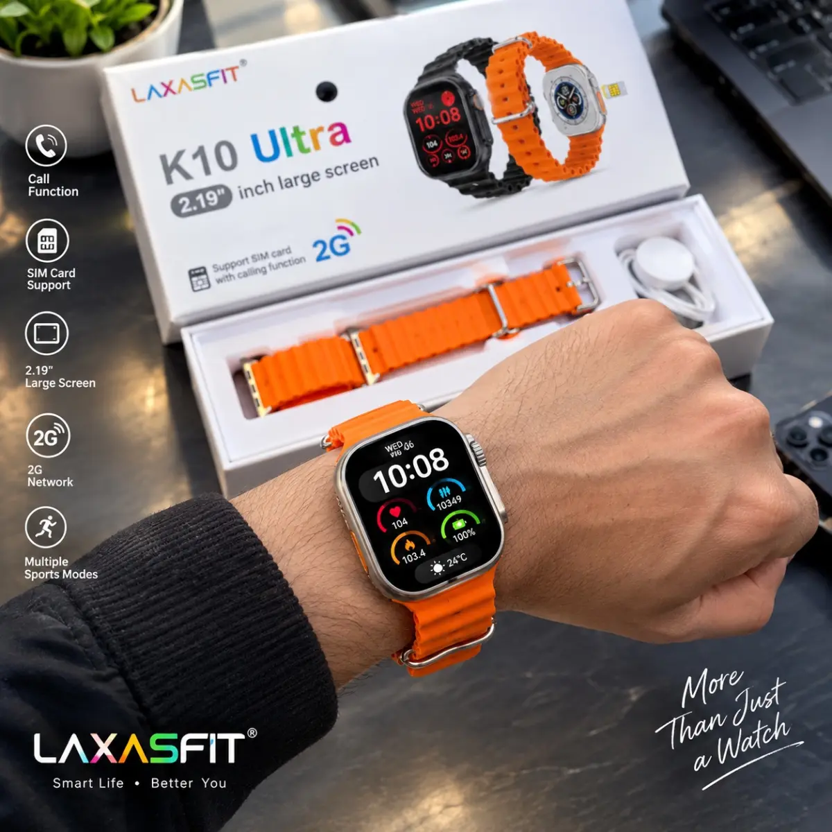 K10 Ultra Smart Watch with SIM Support & 2.19” HD Display