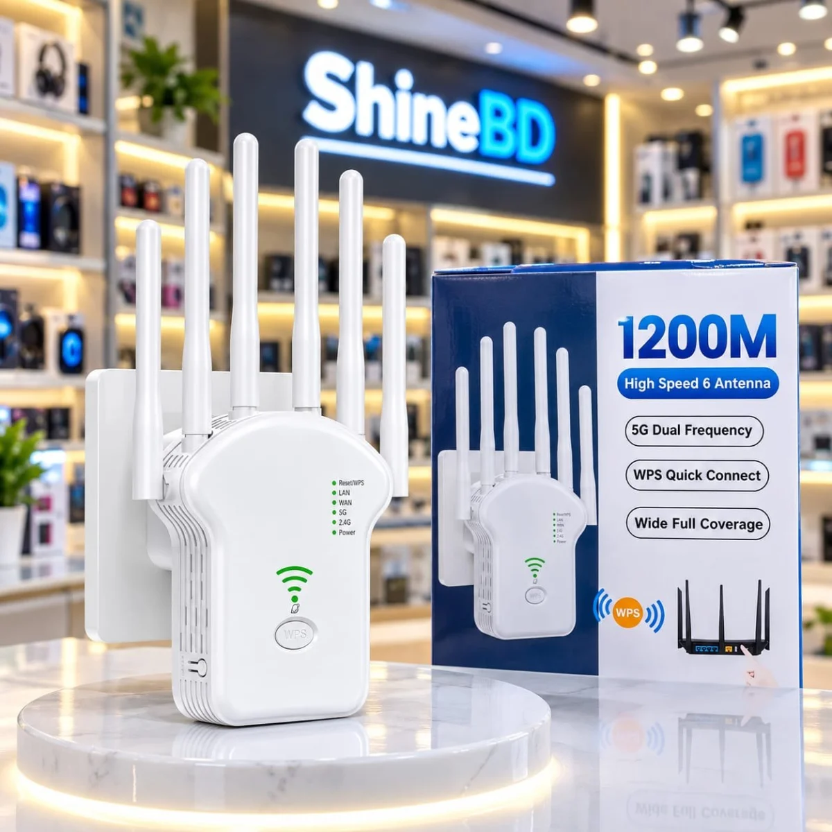 1200Mbps Wireless WiFi Router Dual-Band 2.4G 5G WiFi Extender 6 Antenna Network Amplifier WPS WiFi Signal