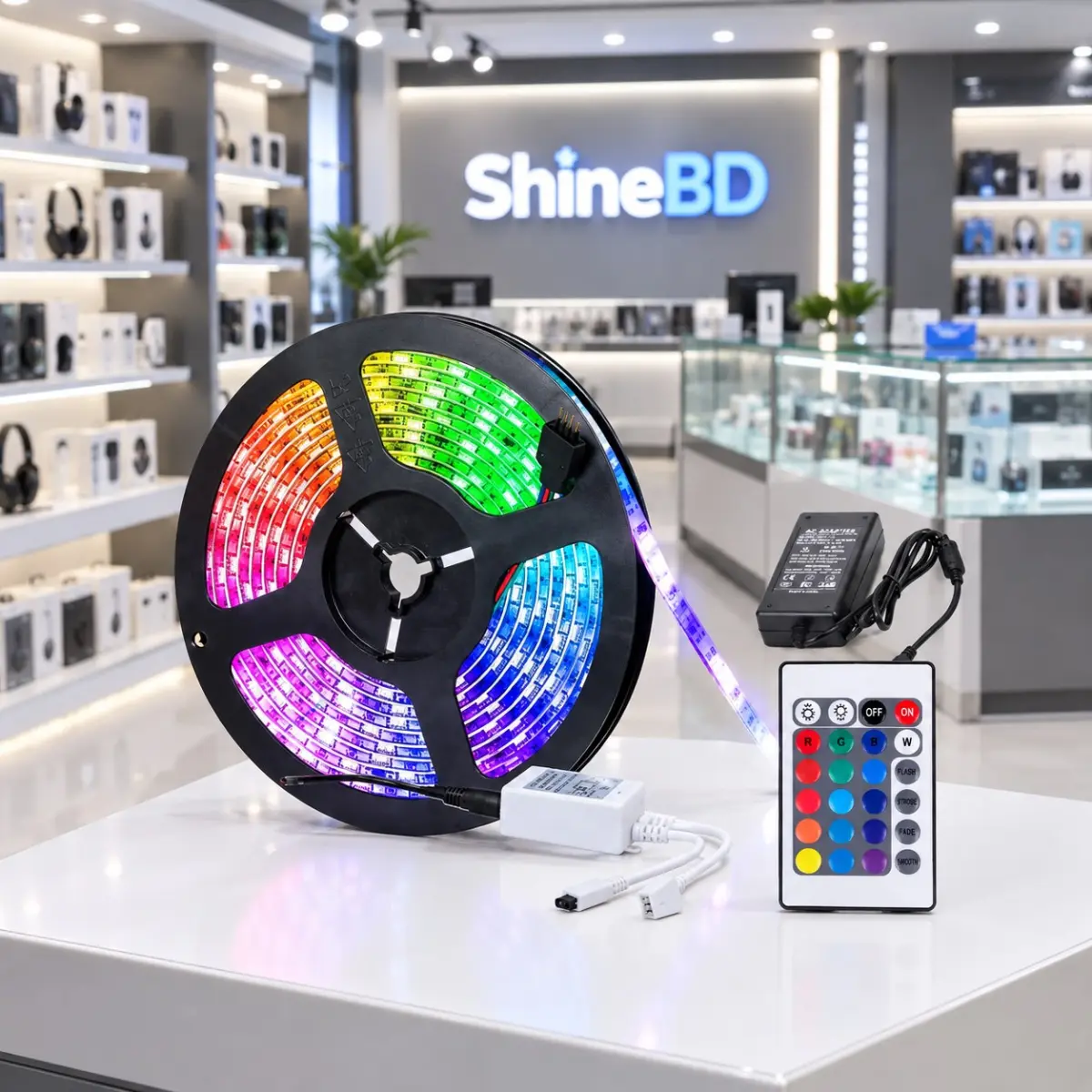 16 FT RGB Strip Light – Remote – Adapter – 16 Color