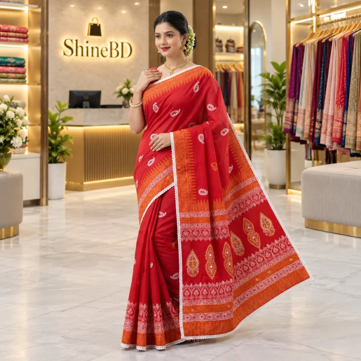 Khadi Suti Sharee with Less Work and Blouse Piece