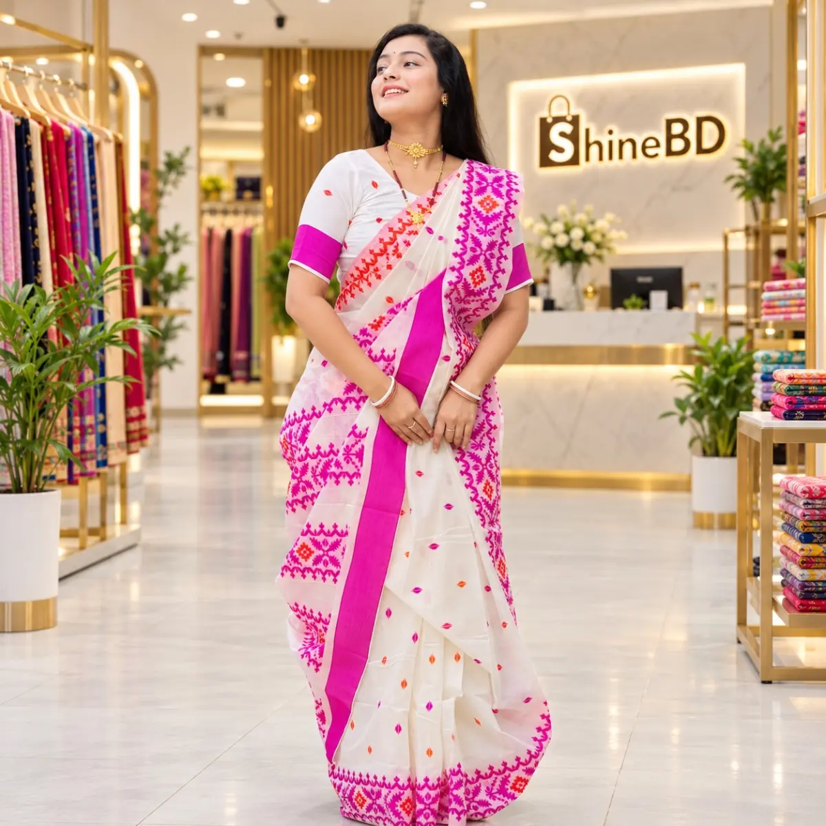 Half silk Screen Print Saree