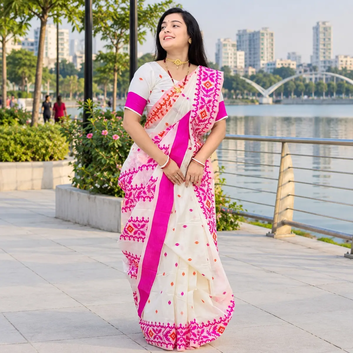Half silk Screen Print Saree