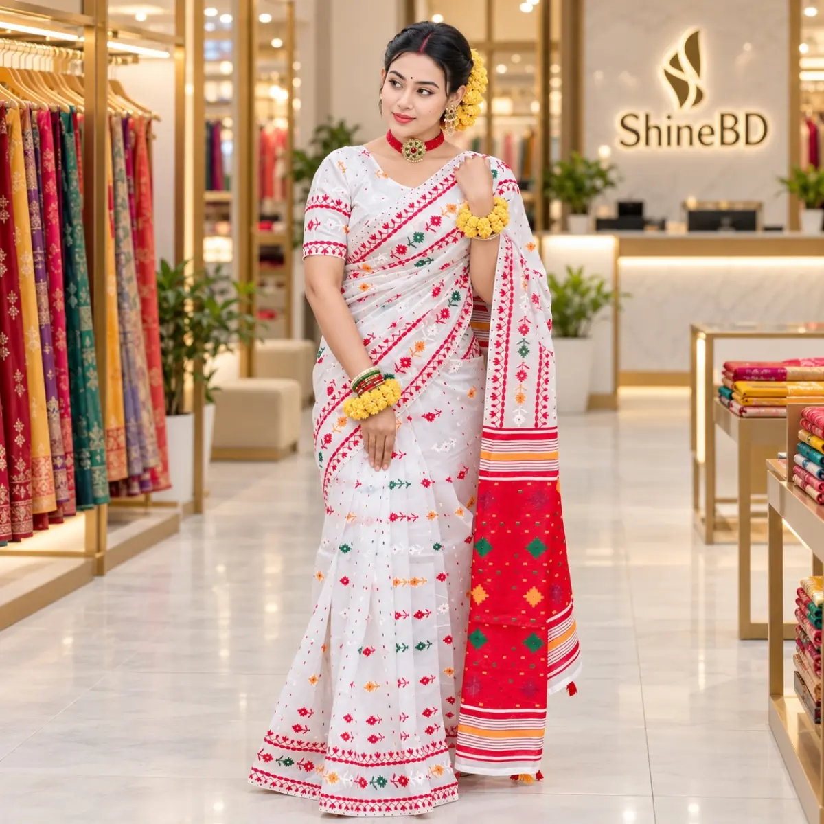 Half Silk block Print Saree